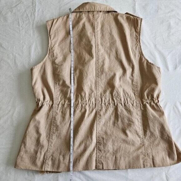 Papaya Vest Womens L Tan Full Zip Studs Pockets Drawstrings Cotton Boho Hippie - Picture 6 of 14